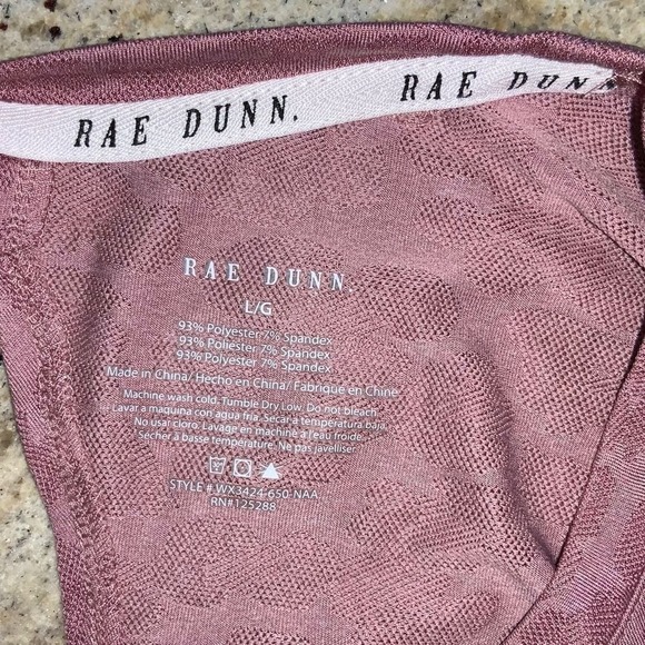 Rae Dunn XL Gym Now Wine Later Leopard Print Workout Crop Top Athletic Shirt - Picture 5 of 5